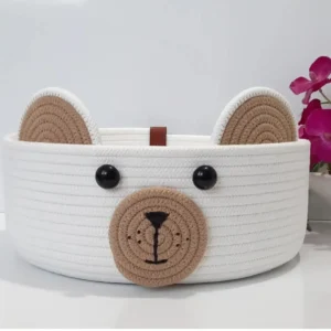 EarthWiseCollection Stylish-Jute Cotton basket inwhite