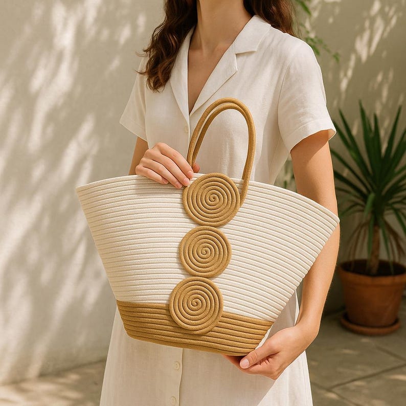 white plus Beige Hand bag with tikki style
