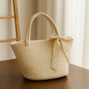 Premium Handwoven Cotton Handbag | Minimal Aesthetic Tote for Women